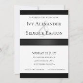 Uitnodiging voor zwarte en witte klassieke bruilof (Achterkant)