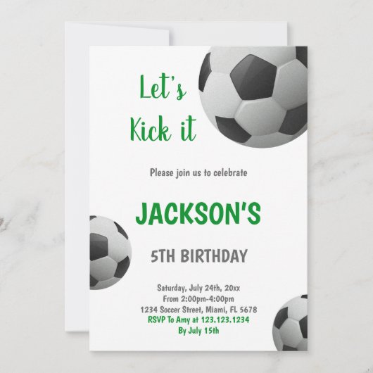 Uitnodiging voor zwarte en witte ronde groene teks (Voorkant)