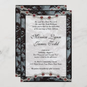 Uitnodiging voor zwarte kant en Rubies bruiloft (Voorkant / Achterkant)