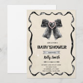 Uitnodiging voor zwarte lint douche (Voorkant / Achterkant)