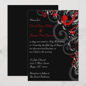 Uitnodiging voor zwarte, witte en rode bruiloft (Voorkant / Achterkant)