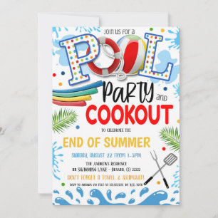 Uitnodiging voor zwembadfeest en barbecue