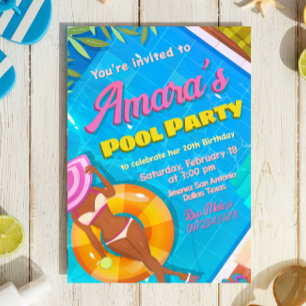 Uitnodiging voor zwembadfeest meisje