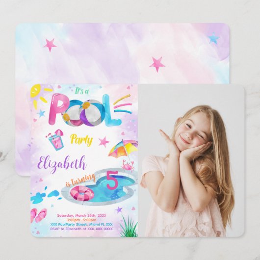 Uitnodiging voor zwembadfoto (Voorkant / Achterkant)