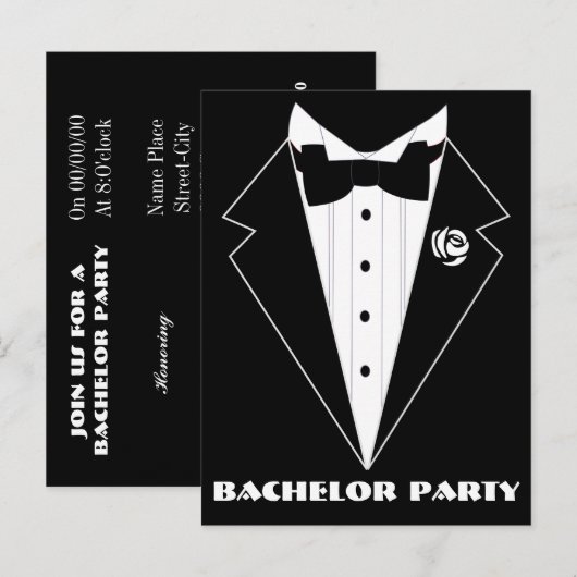 Uitnodiging vrijgezellenfeest, Groom Shower Uitnod (Voorkant / Achterkant)