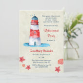 Uitnodiging vuurtoren Nautical Retirement Party (Staand voorkant)