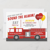 Uitnodiging vuurvrachtwagen Birthday Party (Voorkant)