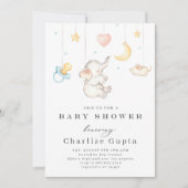 Uitnodiging Waterverf Baby shower Elephant (Voorkant)
