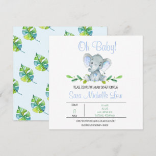 Uitnodiging Waterverf Baby shower Elephant