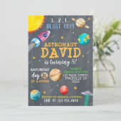 Uitnodiging waterverf Space Birthday (Staand voorkant)