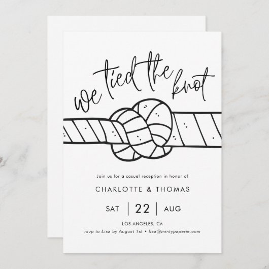 Uitnodiging, we hielden de knoop op. aankondiging (Voorkant / Achterkant)