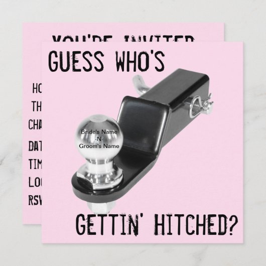 Uitnodiging - Weddenschap - "Hitched" (Voorkant / Achterkant)