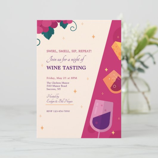 Uitnodiging wijnpartij (Staand voorkant)