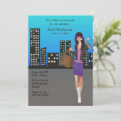 Uitnodiging winkelende dame (Staand voorkant)