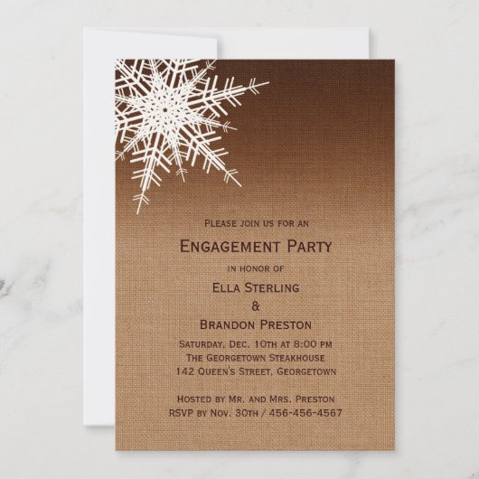 Uitnodiging winterombre Engagement Party (Voorkant)
