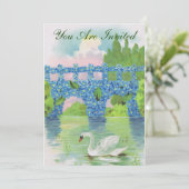 Uitnodiging Witte Zwaan Vintage (Staand voorkant)