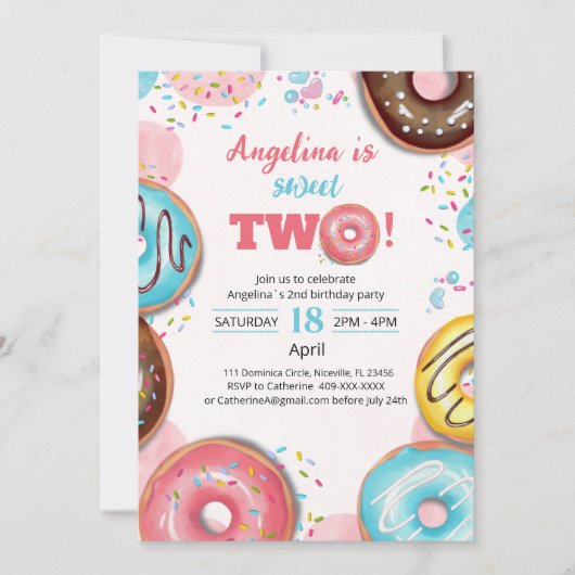 Uitnodiging Yummy Donuts (Voorkant)