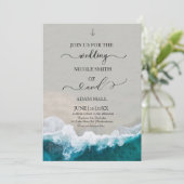 Uitnodiging Zee/Golf Bruiloft (Staand voorkant)