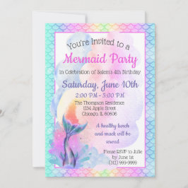 Uitnodiging Zeemeisje Regenboog Feest