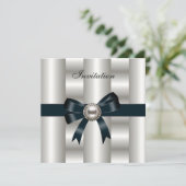 Uitnodiging Zijde Zijderroam Bow Black (Staand voorkant)