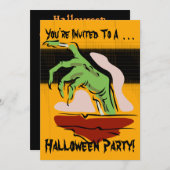 Uitnodiging Zombie Halloween Party (Voorkant / Achterkant)