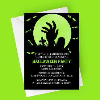 Uitnodiging Zombie Halloween Party