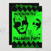 Uitnodiging Zombie Halloween Party (Voorkant / Achterkant)