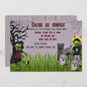 Uitnodiging Zombie Halloween Party (Voorkant / Achterkant)