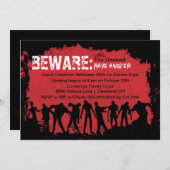 Uitnodiging Zombie Red Halloween Party (Voorkant / Achterkant)