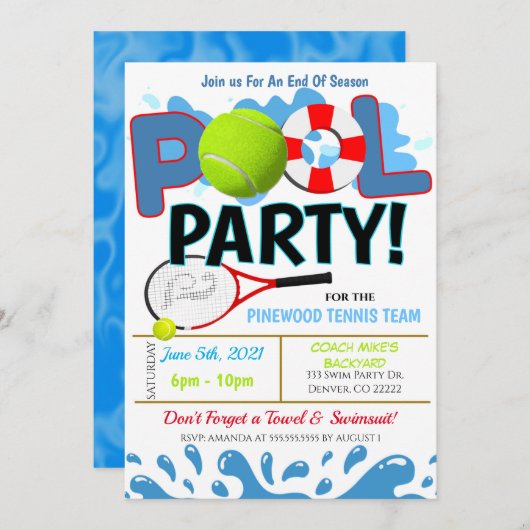 Uitnodiging zomerpool Tennis (Voorkant / Achterkant)