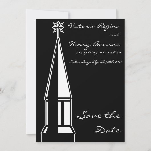 Uitnodiging Zwart Kerk Toren Save the Date (Voorkant)