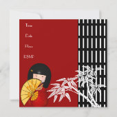 Uitnodiging Zwart Wit Aziatische Bamboe (Achterkant)