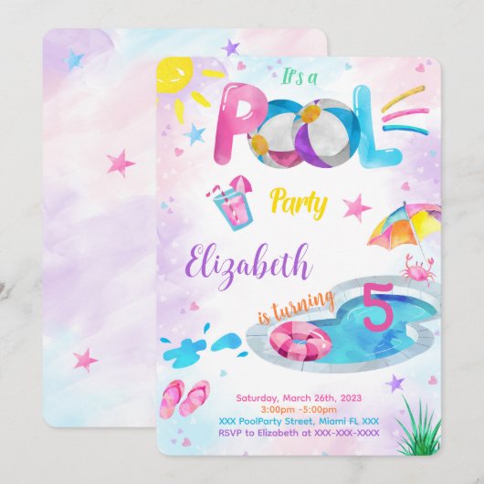 Uitnodiging zwembad (Voorkant / Achterkant)