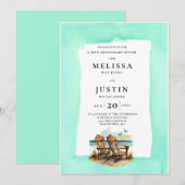 UitnodigingEenvoudige huwelijksverjaardag strand c Kaart (Voorkant / Achterkant)