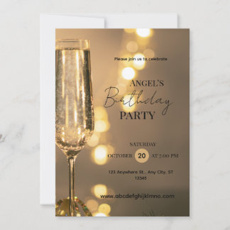 UitnodigingElegant Champagne Verjaardagsfeest Uitn Kaart