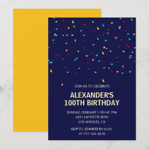 Uitnodigingen 100ste verjaardag Heren Confetti Mod