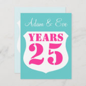 Uitnodigingen 25e trouwdag feest Modern (Voorkant / Achterkant)