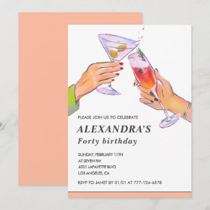 Uitnodigingen 40ste verjaardag Cocktail Feest