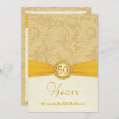 Uitnodigingen 50-jarig jubileum - Gouden monogram (Voorkant / Achterkant)
