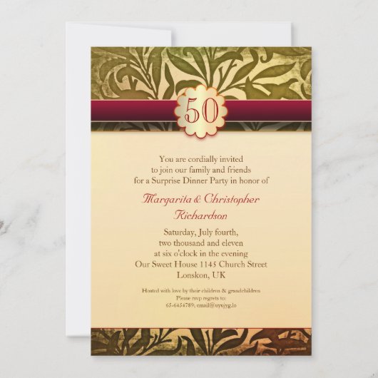 Uitnodigingen 50e gouden jubileumfeest (Achterkant)