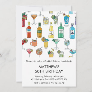 Uitnodigingen 50e verjaardag Cocktail Modern