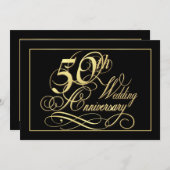 Uitnodigingen 50e verjaardagsfeest - Formeel Goud (Voorkant / Achterkant)