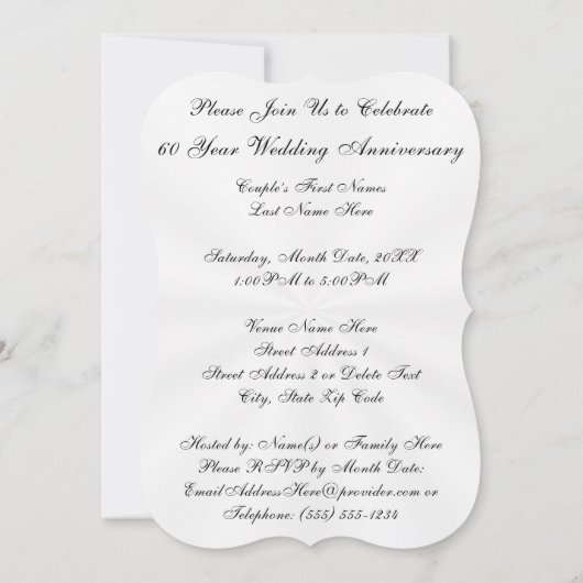 Uitnodigingen 60-jarig jubileum, sjabloon of gedru (Achterkant)