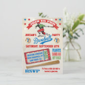 Uitnodigingen  Baseball-verjaardagsfeest (Staand voorkant)