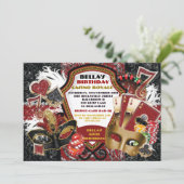 Uitnodigingen casino Masquerade Party (Staand voorkant)