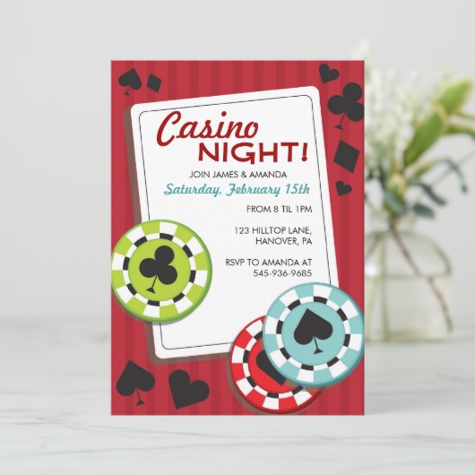 Uitnodigingen casino Night Party (Staand voorkant)