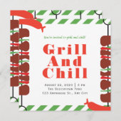 Uitnodigingen en aankondigingen voor grill en chil (Voorkant / Achterkant)