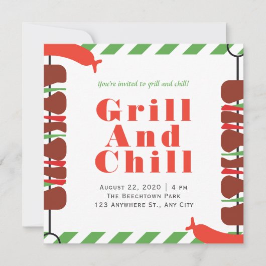 Uitnodigingen en aankondigingen voor grill en chil (Voorkant)
