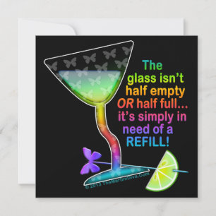 UITNODIGINGEN FEESTJE - GLAS IS HALF VOL