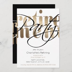Uitnodigingen Golden Glam Retirement Party